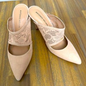 Antonio Melani Slip-on Heels with Lace Detail Size 8.5